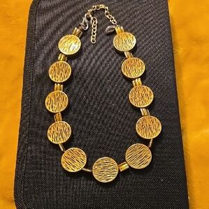 Vintage Gold Tone Textured Necklace